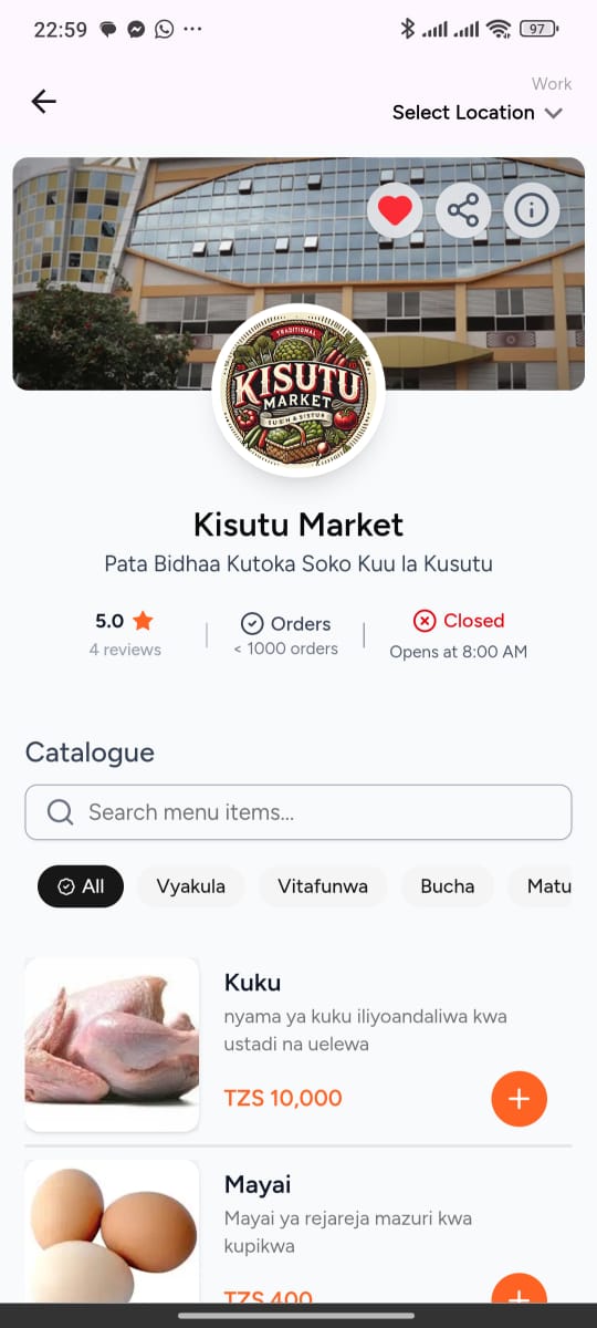 Quickdrop app seller storefront and catalogue screen